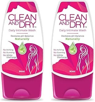 CLEAN & DRY| Daily intimate wash| Hygiene for Women, l Wash, Smooths Skin | Anti-Bacterial and prevents infections | Restores pH Balanace| No itching, Burning, white Discharge| 90ml pack of 2