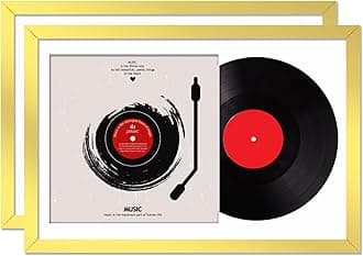 Vinyl Record Frame for the Wall Display Album Cover, Gold 16x24 Frame for any 12 Inch LP Record with Cover - 2 Packs/Gold