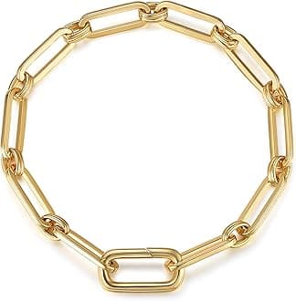 FRUMOS Dainty Layering Bracelets for Women 18 k Gold Plated Fashion Adjustable Chunky Cuban Paperclip Link Chain Bracelets Jewelry for Women Girls Gift