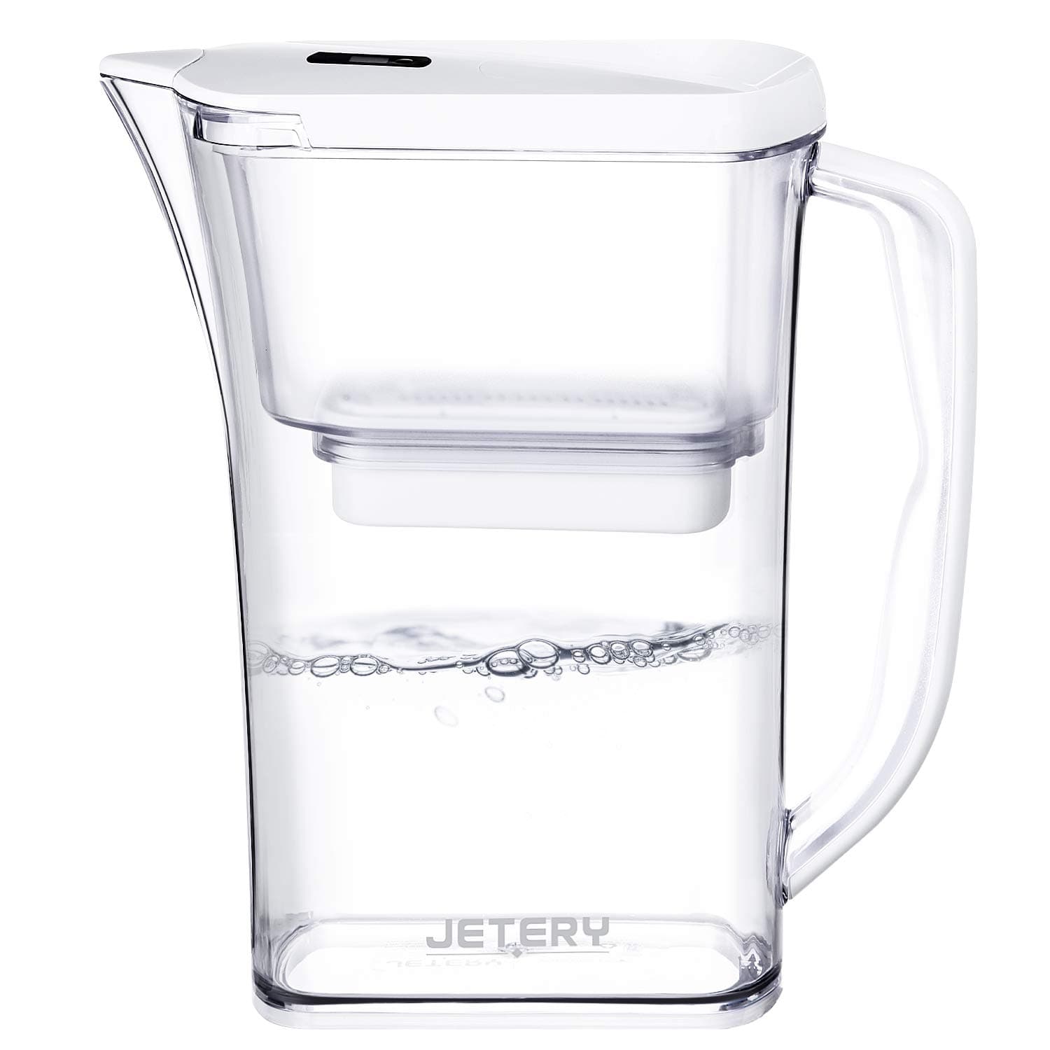 JETERY 8-Cup Water Filter Pitcher, Long-Lasting Fast Filtration(200 Gallon) Patented ACF Military Technology, Cool Water Purifier Pitcher