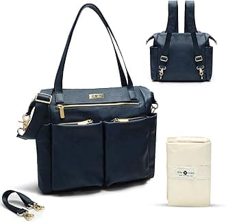 miss fong Diaper Bag Tote Baby Bag Leather Diaper Bag Backpack Large Diaper Tote Bag, Diaper Bag Purse with 11 Diaper Bag Organizer,Changing Pad, Stroller Straps,4 Insulated Pockets
