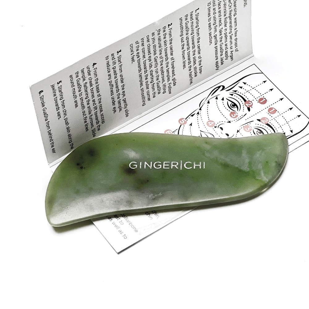 Ginger Chi Gingerchi Gua Sha Scraping Massage Tool, Guasha Jade, Gua Sha Massage Tool Set Ultra Smooth For Natural Face Lift And Facial Treatment