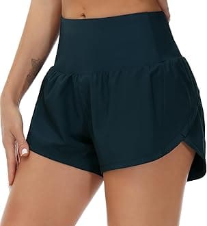 THE GYM PEOPLE Womens High Waisted Running Shorts Quick Dry Athletic Workout Shorts with Mesh Liner Zipper Pockets