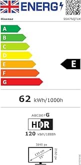 Hisense 55 Inch 4K QLED Smart TV 55A7NQTUK - Quantum Dot Colour, 4K AI Processor, Dolby Vision Atmos, Smooth Motion, Sports Mode, Vidaa OS with Freely, Youtube, Netflix and Disney+ (2024 Model)
