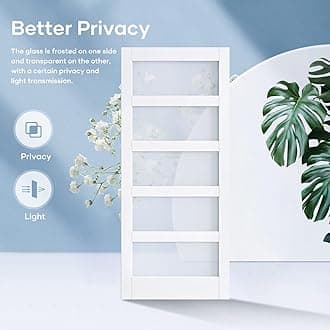 34 x 84 Inch Glass Sliding Barn Door Slab and Hardware Kit Included