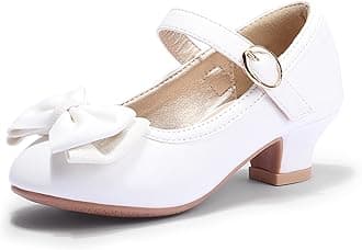 PANDANINJIA Girls Toddler/Little Kid Jada Dress Mary Jane Pumps Bow Low Heels Party Wedding Princess Shoes