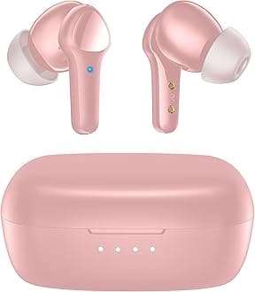Wireless Earbuds,Bluetooth 5.3 Ear buds Immersive Sound Hi-Fi Stereo IPX8 Waterproof Headsets Premium Deep Bass Headphones with 4 Mics Call Noise Cancelling Earphones for iOS,Android,Workout - Pink