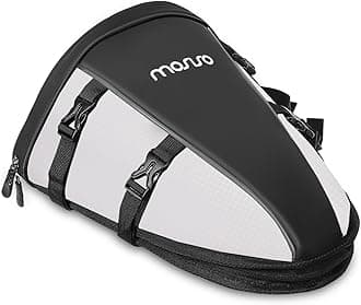 MOSISO Motorcycle Tail Bag Multifunctional Waterproof Polyester Storage Saddle Bag, 10L Outdoor Sports Motorbike Rear Seat Light Tank Handbag Tool Carry Pouch with Shoulder Strap, White