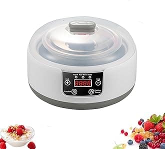 Large Capacity Ultimate Yogurt Maker Machine, Adjustable Constant Temperature Yogurt Maker With Led Display And Timing Control For Home Organic Yogurt, Cheese, Fruit Wine (Rounded)
