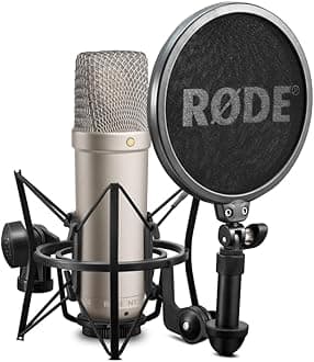 RØDE NT1A Large-diaphragm Cardioid Condenser Microphone with Shock Mount, Pop Filter and XLR Cable for Music Production, Vocal Recording, Streaming and Podcasting