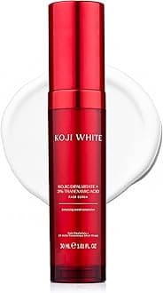 Koji White 2% Kojic Acid Serum + 3% Tranexamic Acid, 5% Niacinamide | Hydrating Facial Soothing Moisturizer for Uneven Skin - Vegan Skin Care, Fragrance Free, Unscented for Sensitive Skin - 1.01 Fl Oz