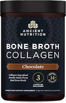 Collagen Powder, Bone Broth Collagen, Chocolate, Hydrolyzed Multi Collagen Peptides, Supports Skin and Nails, Joint Supplement, 30 Servings, 18.6oz