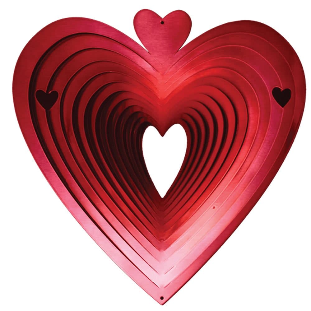 Iron Stop 30cm Large Heart Classic Wind Spinner - Red