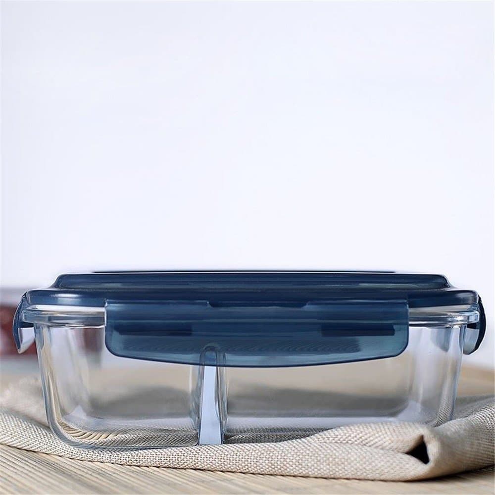 Bento boxes separated glass containers fresh meal boxes, Blue