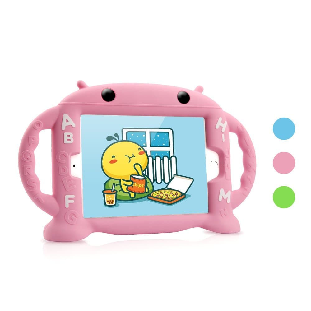 iPad Mini 1 2 3 4 Case for Kids, Soft Silicone Kids Proof Case w/Carrying Handle Shockproof Baby Proof Protective Durable Case for Apple iPad Mini 1 2 3 4st Generation Tablet - Pink