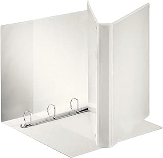 Esselte Leitz Customisable A4 4-Ring Binder with Storage Pockets and Plastic Cover 20mm White