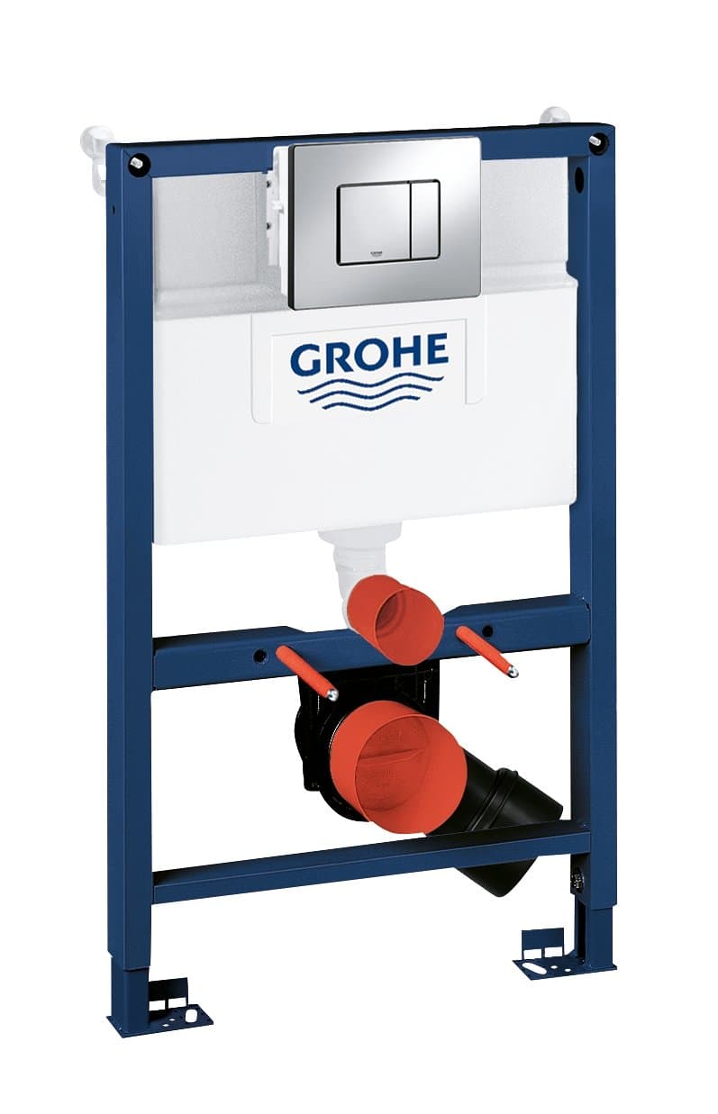 GROHE 38773000 Rapid Sl 3-in-1 Set for Wall-Hung Toilet, 0.82 m (Wall Brackets and Skate Cosmopolitan Chrome Flush Plate)