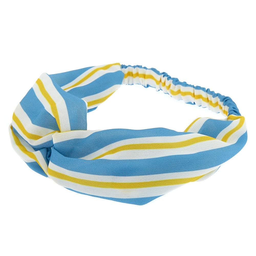 Icing Women's Stripe Knot Turban Headwrap - Blue