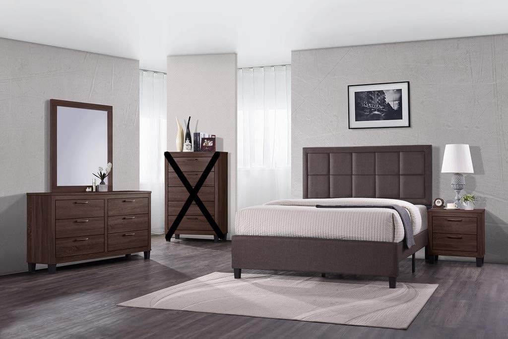 GTU Furniture Contemporary Styling Warm Brown 4Pc Queen Bedroom Set(Q/D/M/N)