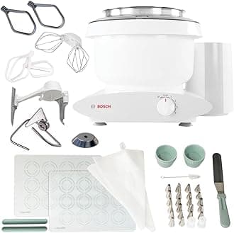 Bosch Universal Plus Stand Mixer with NutriMill Baker's Pack Accessory Bundle including Bowl Scraper, Cookie, and Cake Paddles
