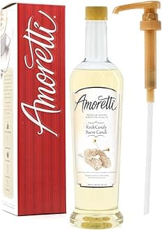 Amoretti - Premium Rock Candy Syrup, 94 Servings Per Bottle (750 ml), with Pump for Flavoring Coffees, Cocktails, and other Beverages, Gluten Free, GMO/GEO Free, Preservative Free
