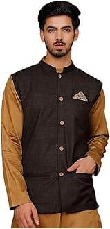 Elina fashion Men's Cotton Indian Nehru Jacket || Designer Bandhgala Jodhpuri Sleeve Less Waistcoat ONLY