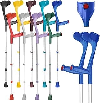 Ossenberg Classic Open Cuff Ergonomic Grip Elbow Crutches – Blue – Pair | Lightweight Height Adjustable Economy Comfort Coloured Forearm Crutches for Adults Men & Women Mobility and Walking Aids