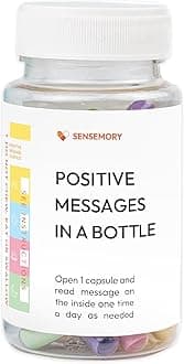 50 Positive Messages in a Bottle - Unique Stress Relief and Wellness Gifts for Men and Women - Desk Accessories for Meditation and Self Care - Xmas Gifts
