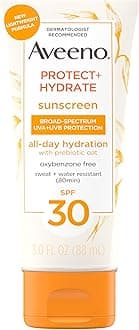 Aveeno Protect + Hydrate Moisturising Body Sunscreen Lotion with Broad Spectrum Spf 30 & Prebiotic Oat, Weightless & Refreshing Feel, Paraben-Free, Oil-free, Oxybenzone-Free, 3.0 ounces