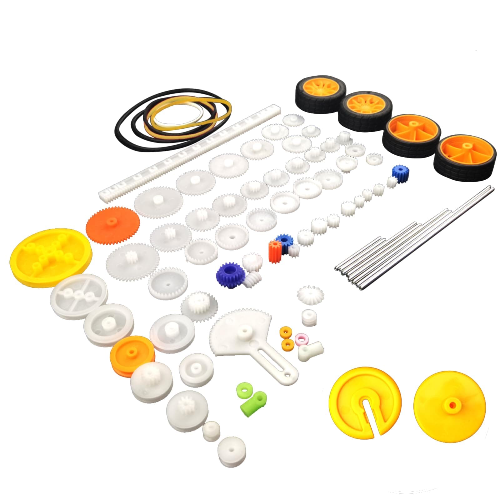EUDAX 82 pcs Plastic Gear Package Kit - DIY Gear Assortment Accessories Set for Toy Motor Car Robot Various Axle Belt Bushings
