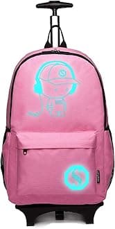 Kono Children Luggage Suitcase Luminous Music Kids Laptop Backpack Cabin Wheeled Travel Business Wheeled Rolling Trolley Hand Case 25L