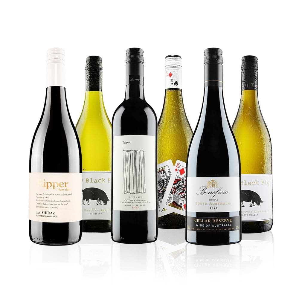 Aussie Blockbusters Mix – 6 bottles (75cl) – red and white wine from Australia – Shiraz, Cabernet Sauvignon, Viognier, Chardonnay & Pinot Grigio