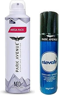 Park Avenue Neo Perfume For Men Fresh Long Lasting Fragrance Super Saver Mega Pack 220 ml, Multicolor & Park Avenue Elevate Perfume Spray, 100g