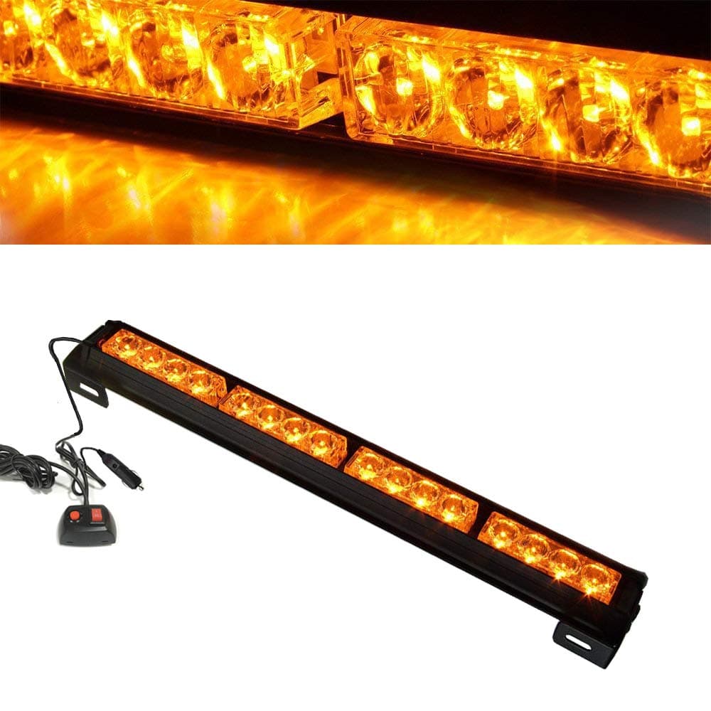 Oglight 18" LED Emergency Strobe Deck Grille Police Strobe Warning Light for Ambulance/Traffic/Police/Fire Fighter/Car/Truck(Yellow/Amber)