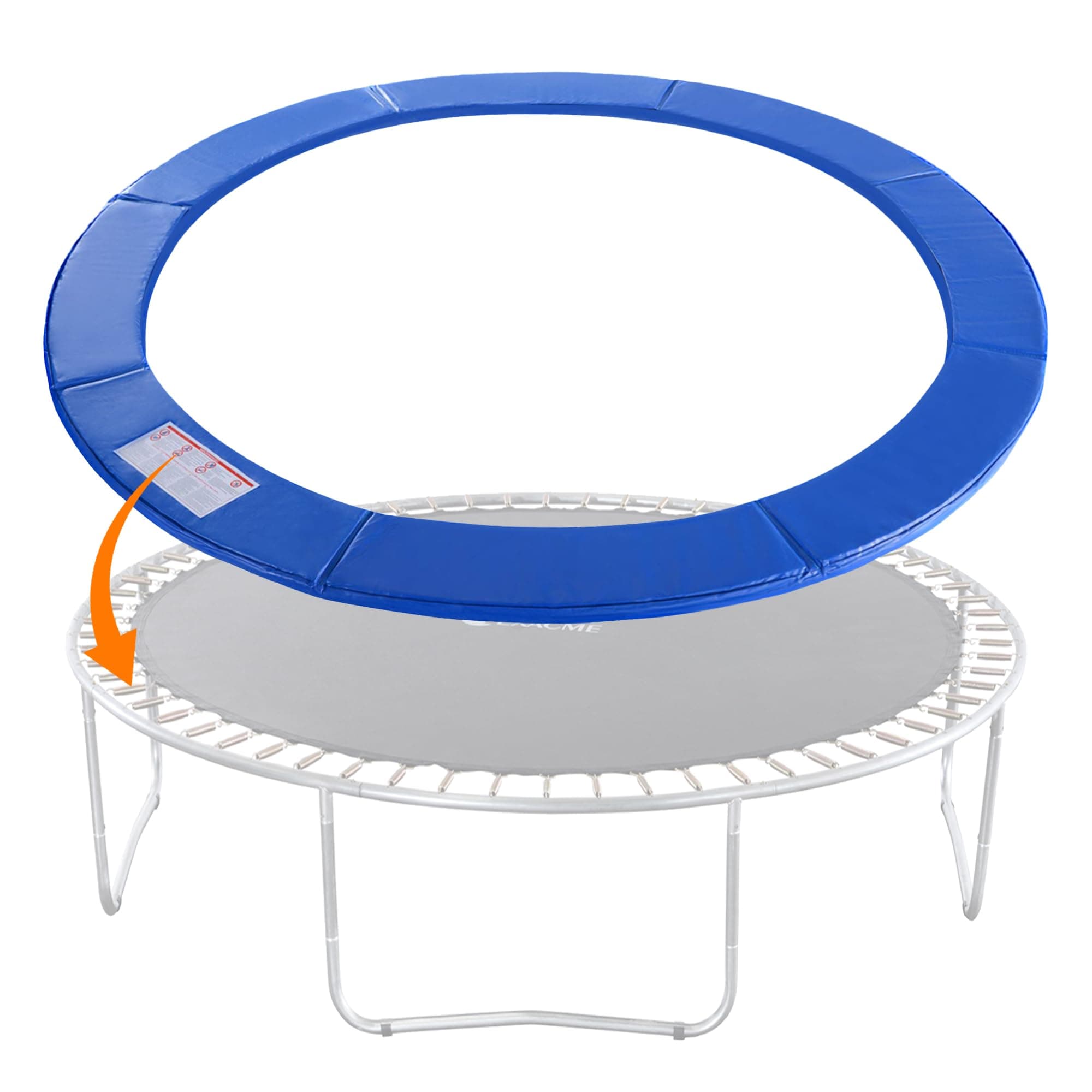 Exacme Trampoline Pad Replacement 16 15 14 13 12 10 8 Foot, Waterproof Safety Spring Cover Round Frame Pad, No Hole for Pole