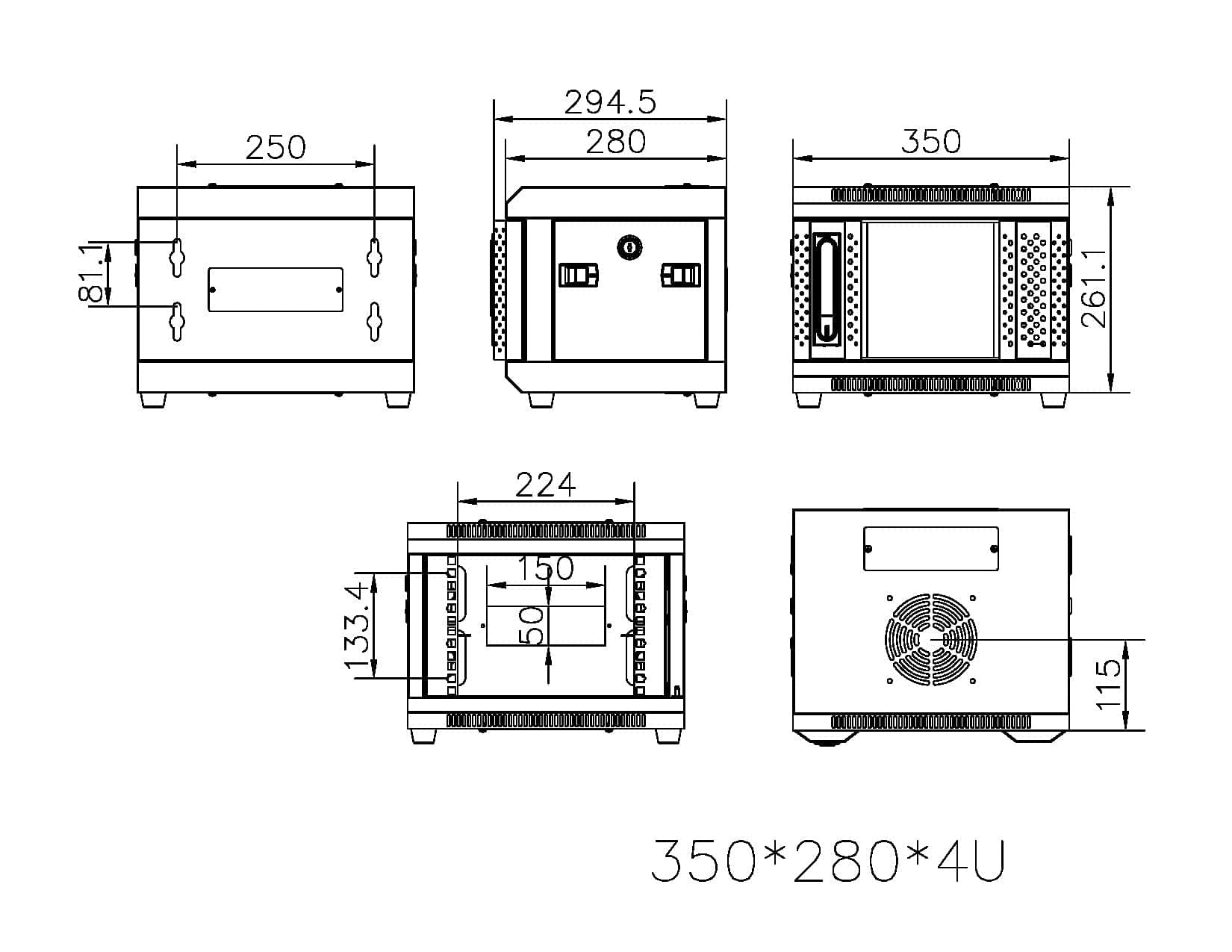 KENUCO SOHO Mini 10'' Rack for 10'' Patch Panels, Shelves, SOHO Active Components | Fan not Included | NOT for 19'' Rack | 4U