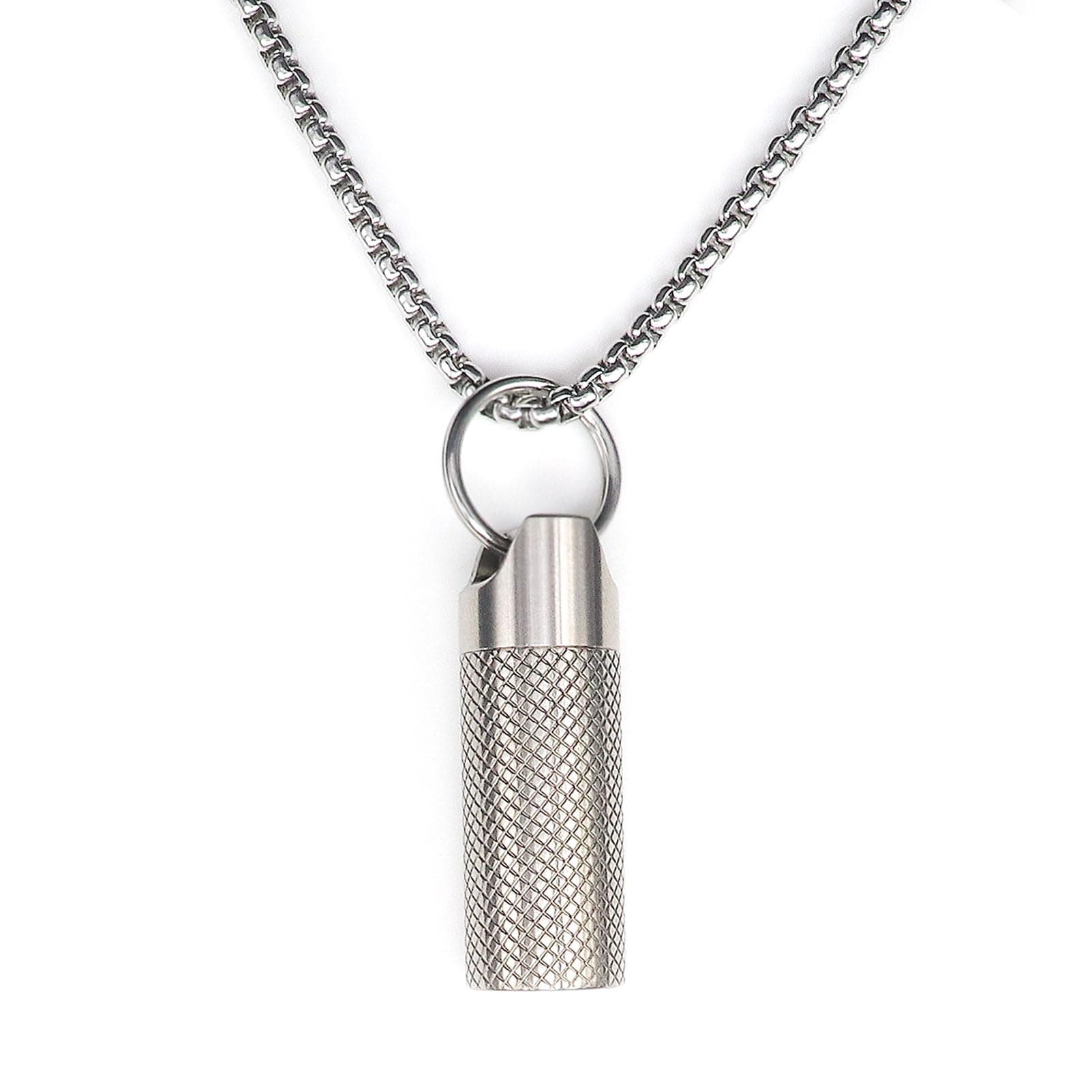 Small Pill Box Titanium Pill Fob Necklace Nitro Mini Waterproof Pill Holder Lightweight Survival Case Keychain Pill Bottle for Purse Men & Women (TC10-Ti)