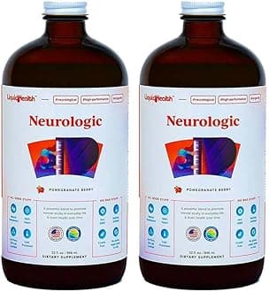 LIQUIDHEALTH Neurologic Focus Supplement - Brain Booster Nootropic Supplement for Cognitive Function, Memory & Focus with Ginkgo Biloba, Choline, L-Theanine & Phosphatidylserine - USA Made (2 Pack)