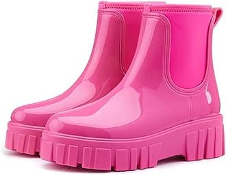 GetsWomens Rain Boots, Waterproof Platform Rubber Chelsea Rainboots, Comfortable Short Shoes Ankle Garden Boots for Outdoor Work