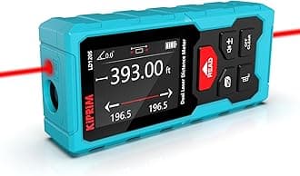 - Kiprim 393ft Dual Laser Distance Measuring Tool LD120S, 120m Total Range, Electronic Level, Precise Measurements, and Pythagorean Function - Ideal for Construction, DIY, and Home Renovation