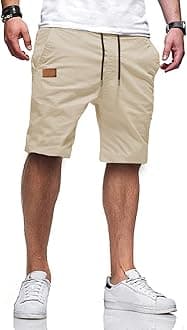 JMIERRMens Casual Shorts - Cotton Drawstring Summer Beach Stretch Twill Chino Golf Shorts