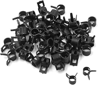 50Pcs Spring Band Type Clips 6mm(1/4Inch) Air Hose Tube Water Pipe Fuel Hose Line Vacuum Hose Clamp, Fit 6.5-7.2mm OD (Black)