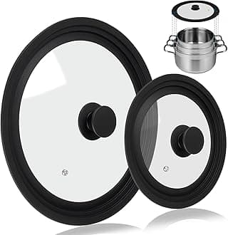 Universal Lid for Pots Pans and Skillets, 2 Pack Pan Cover fit 7", 8" 9" & 10", 11", 12" Diameter Cookware, Silicone Replacement Pan Lid Pot Lids for Frying Pans, Cast Iron,Tempered Glass Lid