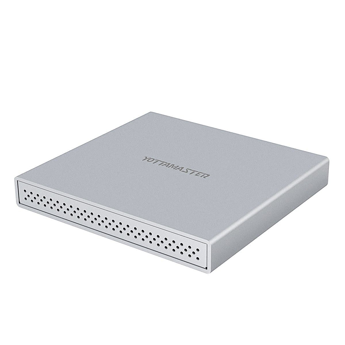 Yottamaster 2 Bay External Hard Drive RIAD Enclosure, USB3.1 Gen2 Type C Aluminum RAID HDD Enclosure for 2.5" SATA HDD 153mm(L)*144mm(W)*25mm(H)