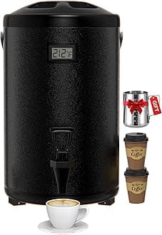 Insulated Beverage Dispenser 3.2 Gallon - Thermal Hot Beverage Dispenser, Hot and Cold Drink Dispenser with Spigot for Hot Water Coffee Chocolate Tea Cold Milk Cocoa, Black, Non-electric,N12