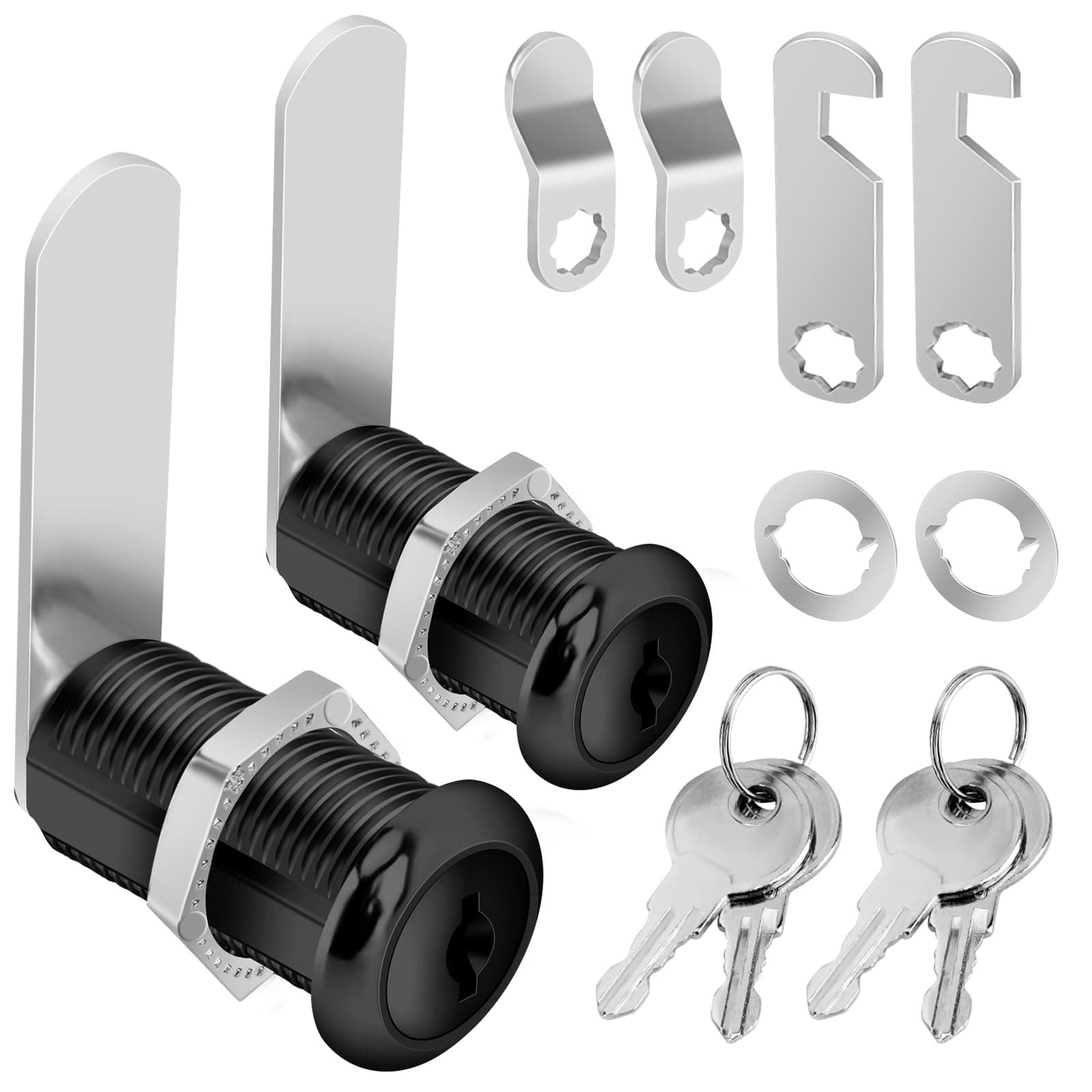 Cam Locks Black Cabinet Locks Keyed Alike, 1-3/8'' (Length) Cylinder Secure Files Drawers RV Storage Locks Replacement Set, Zinc Alloy (Black 1-3/8 Inch 2Pcs)