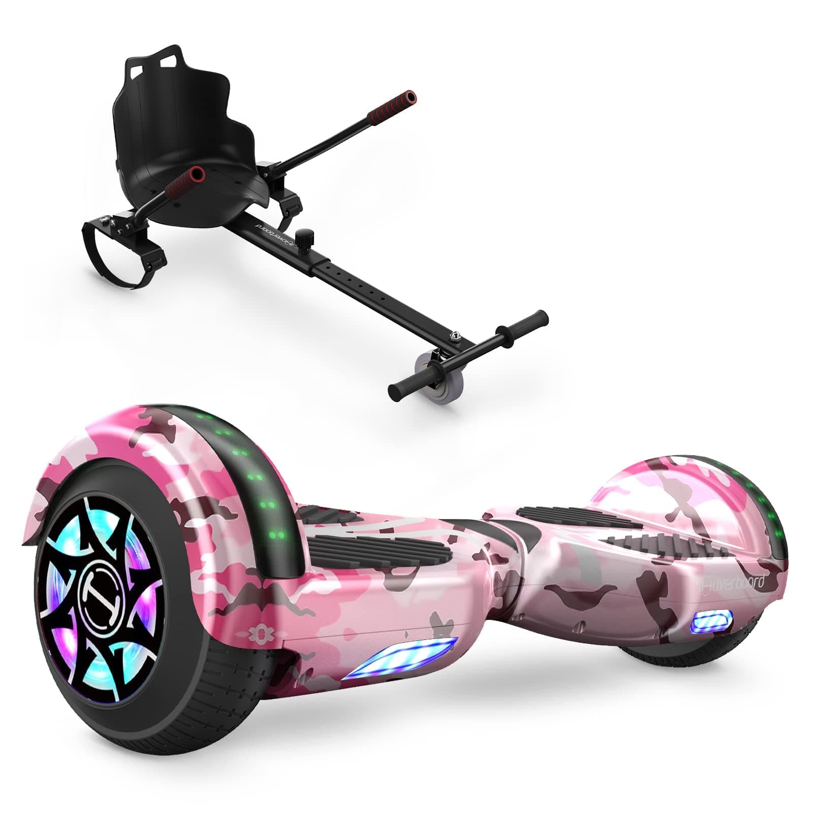 Hoverboards for Kids, iHoverboard H4 6.5" Self Balancing Hoverboards, Hoverboards with Go-Kart Bundle, Smart Hoverboards with Bluetooth Speaker, Flash LED Lights, Gift for Boys and Girls