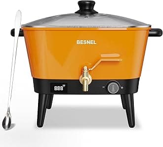 VOISEN Wax Melter for Candle Making, 8Qts Candle Wax Melting Pot with Spout for Soy Wax Soap Base, Electric Wax Melter for Candle Making with Temp Control, Easy Pour,Non-Stick(Orange)