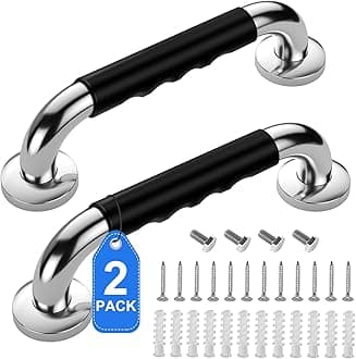Gotega 2 Pack 12 Inch Grab Bars for Bathtubs and Showers, Anti Slip Handicap Grab Bars for Shower, Safety Bath & Toilet Rail for Elderly Senior, Shower Handle Disability Assist Bathroom Handrail