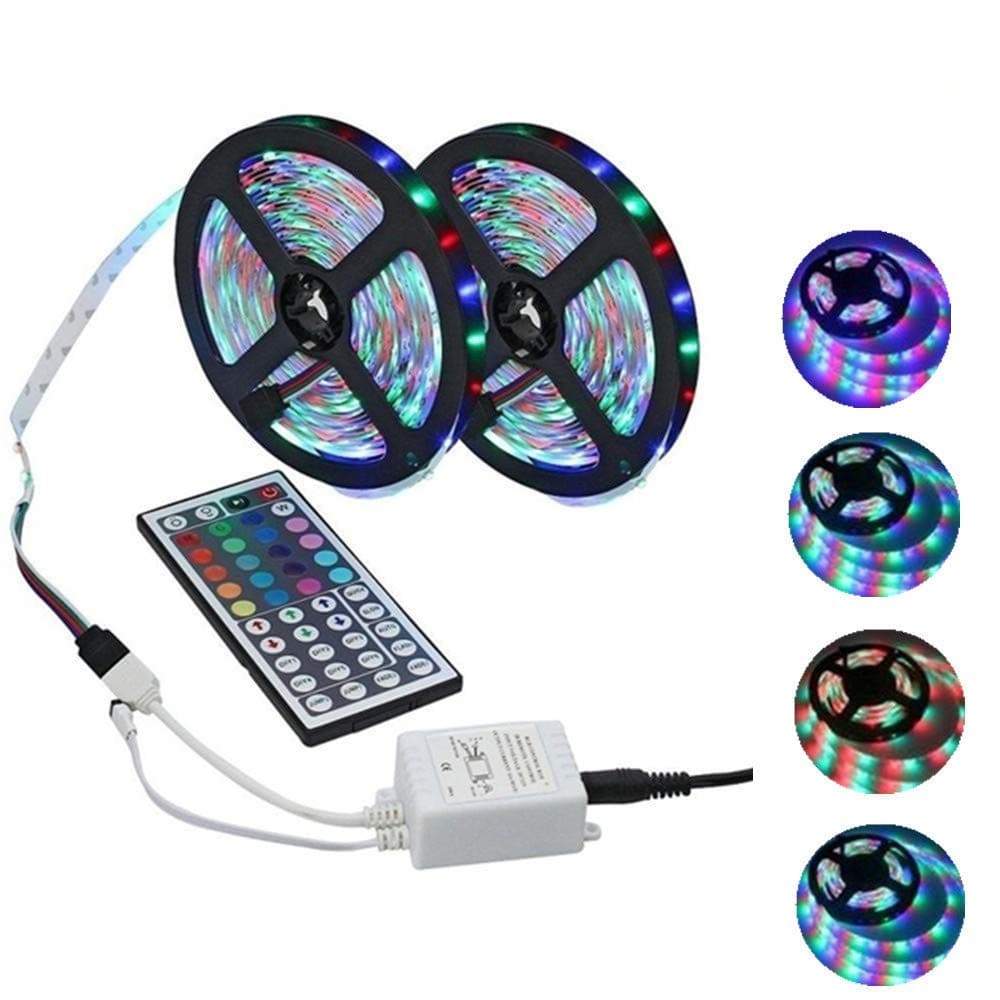 Led Strips Lights 10M 3528 SMD RGB Colour Changing Strips Lights with 24-Keys IR Remote Controller for House Wedding Party